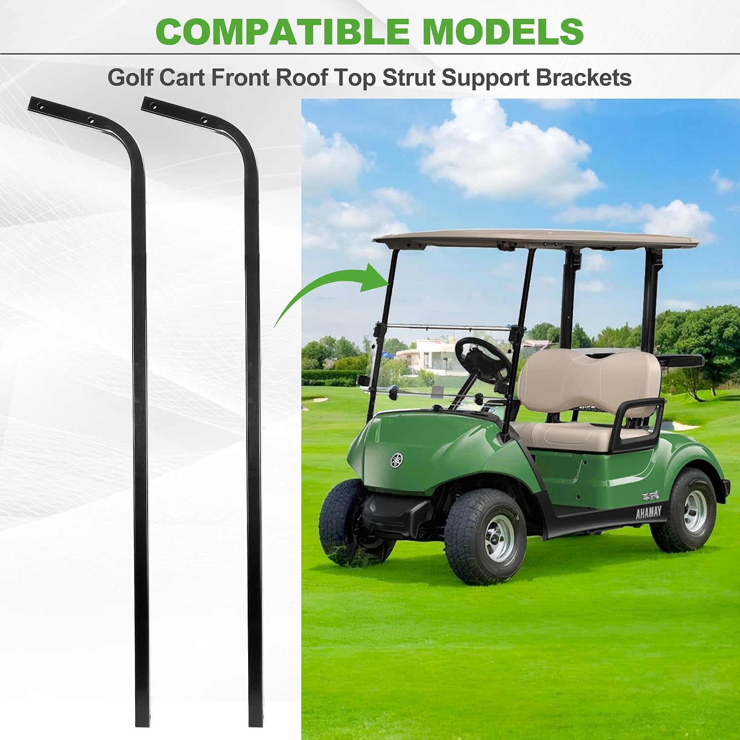 Golf Cart Front Roof Top Strut Support Brackets
