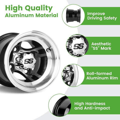 10L0L 8" Golf Cart Aluminum Wheels