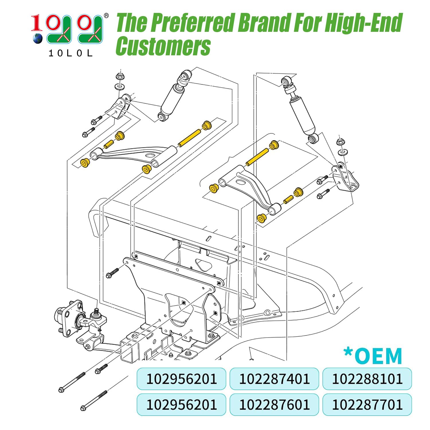 10L0L Front Spring & A Arm Bushing Kit for Club Car Precedent
