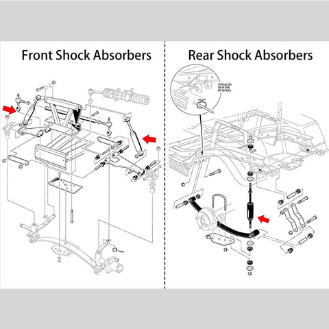 Golf Cart Front Rear Shocks for Club Car DS G&E 1988-up,Precedent G&E 2004-up, Tempo 2018-up