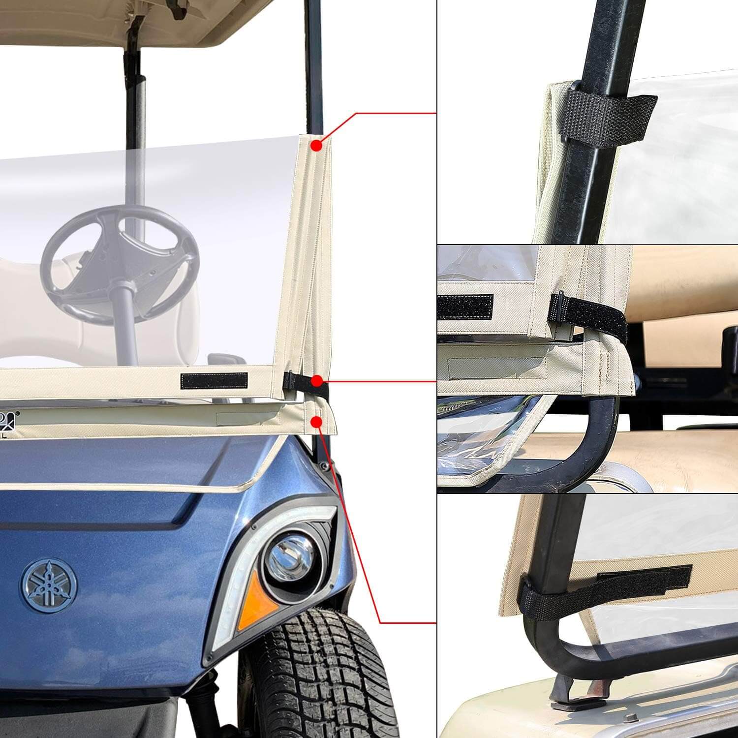 10L0L foldable golf cart windshield
