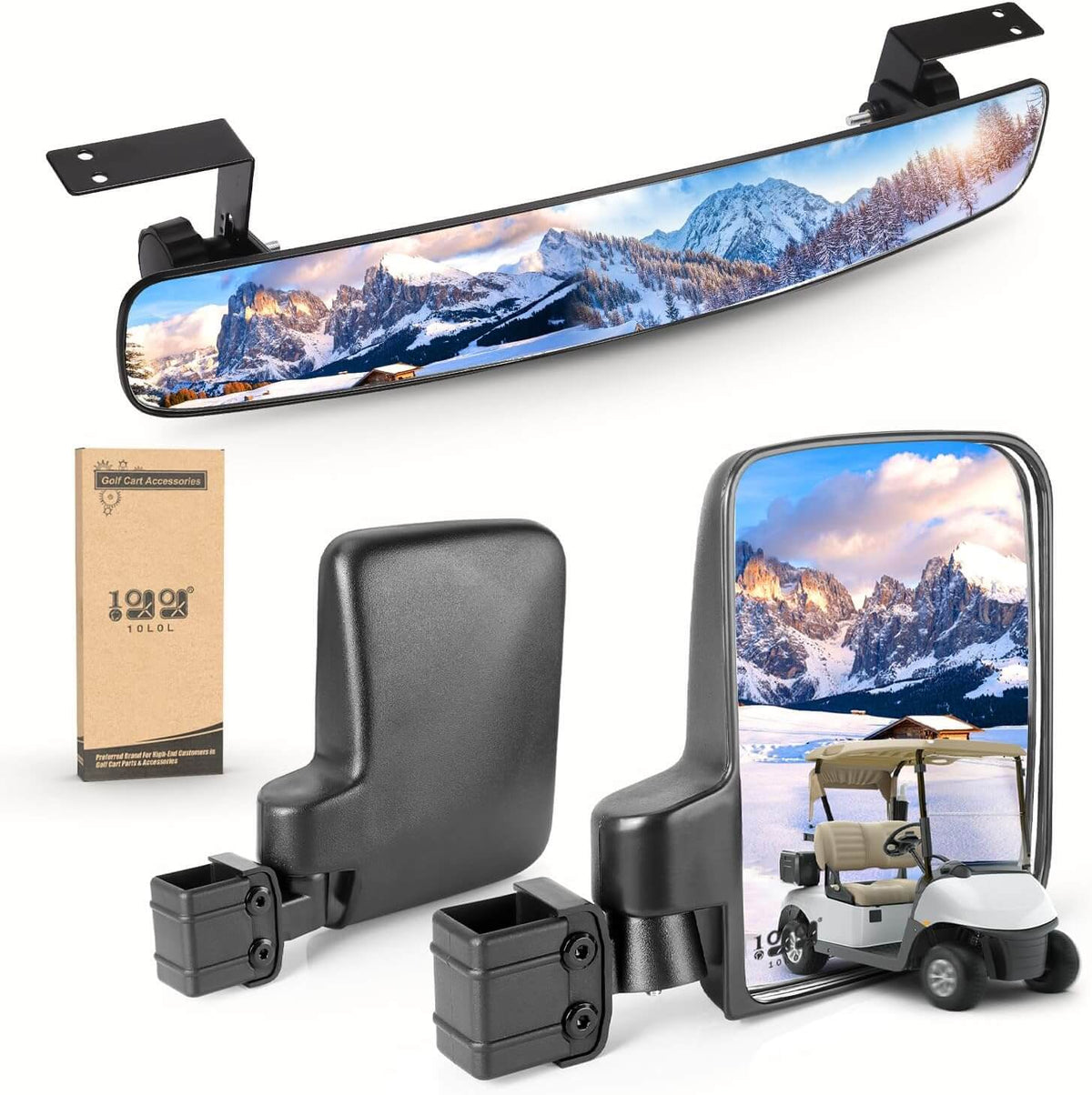 10L0L Newest Golf Cart Mirror Sets -No Drilling