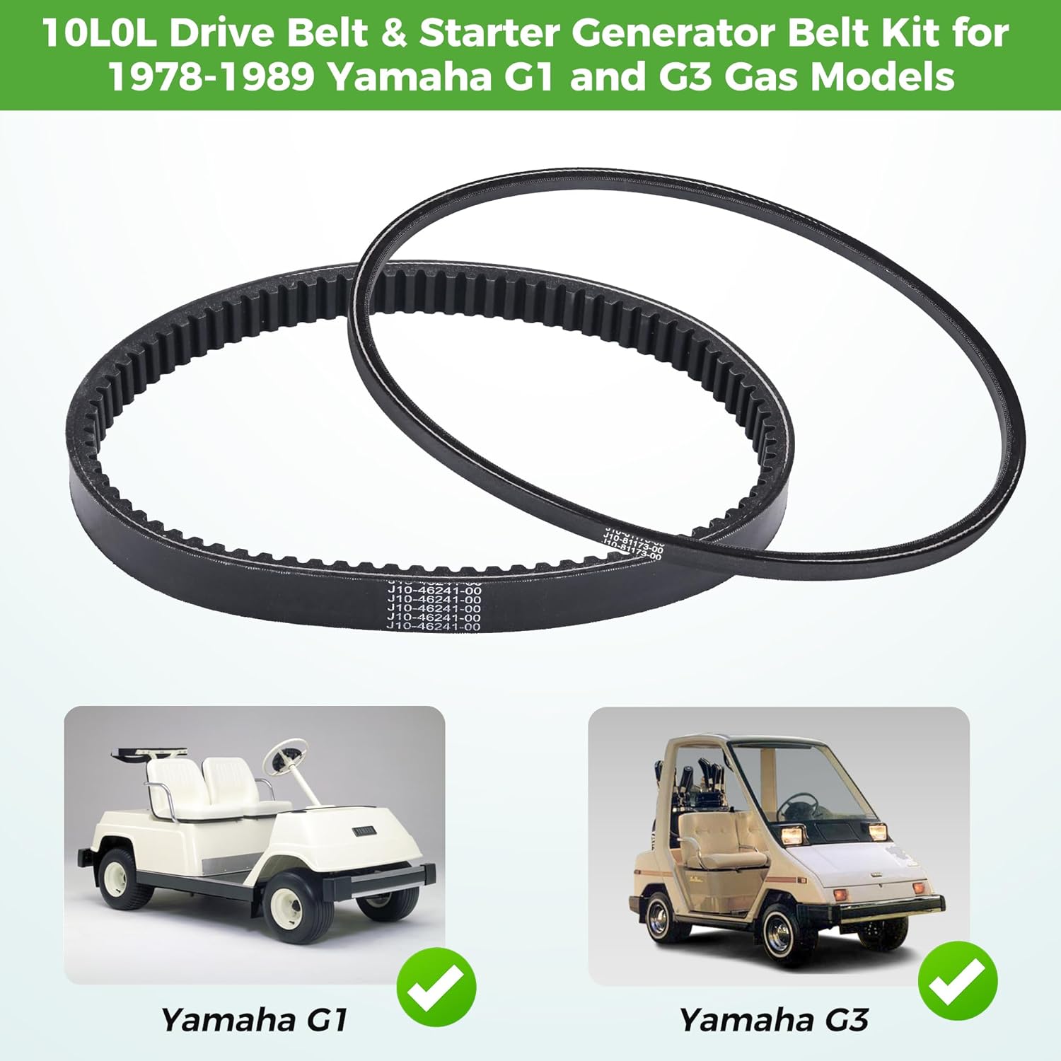 10L0L Golf Cart Clutch Drive Belt & Starter Generator Belt Kit
