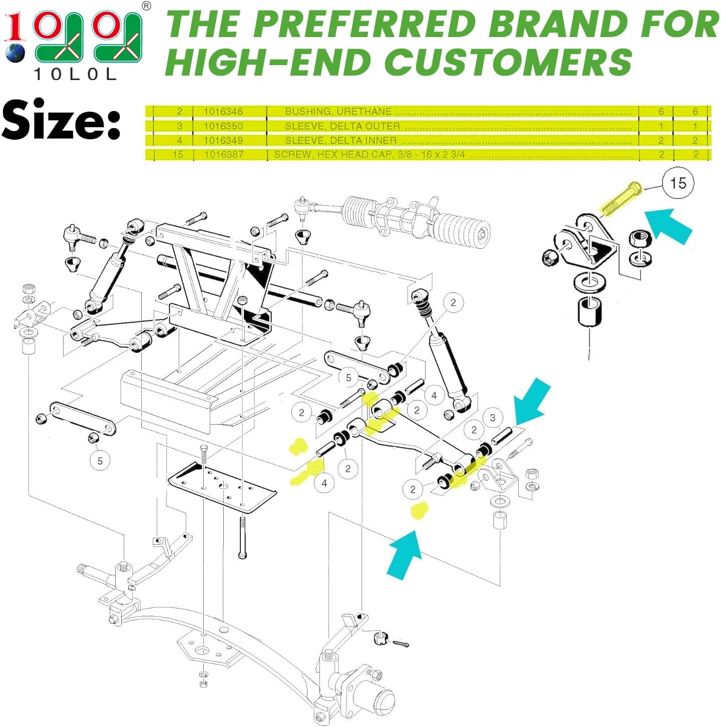 Club Car DS Front Upper A-Arm Kit (1992-Up)