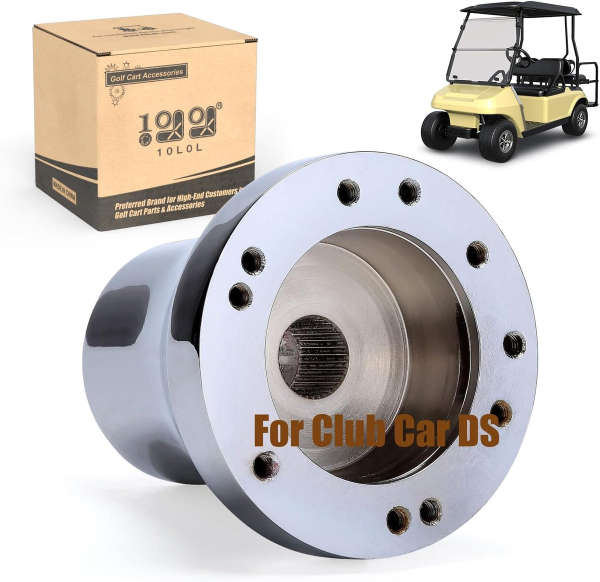 10L0L Golf Cart Steering Wheel Adapter for Club Car DS Silver