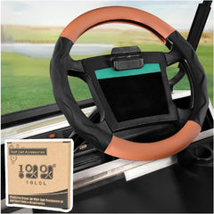 Black+Brown 10L0L Golf Cart 14" Steering Wheel Cover