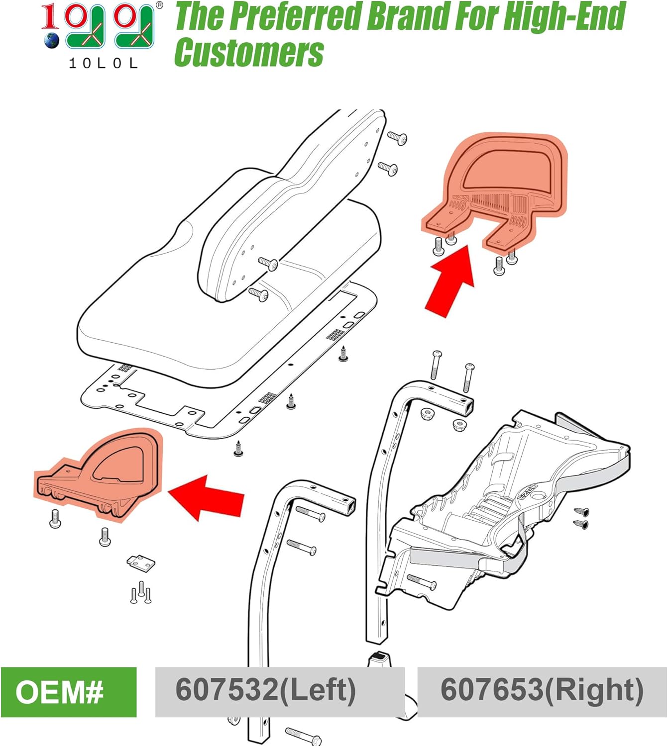 10L0L Golf Cart Arm Rest Hip Restraint