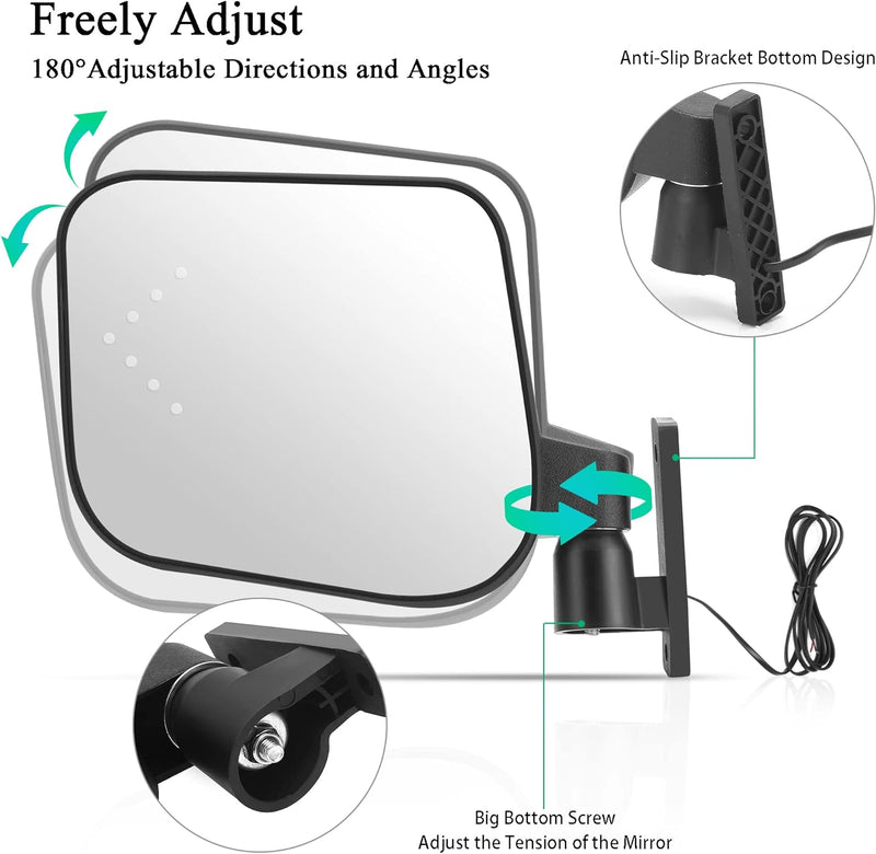 Golf Cart Side Mirrors with Turn Signals for EZGO Club Car Yamaha - 10L0L