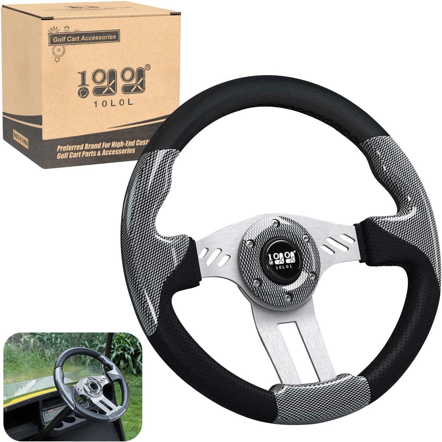 12.5 inch Wooden Golf Cart Steering Wheel