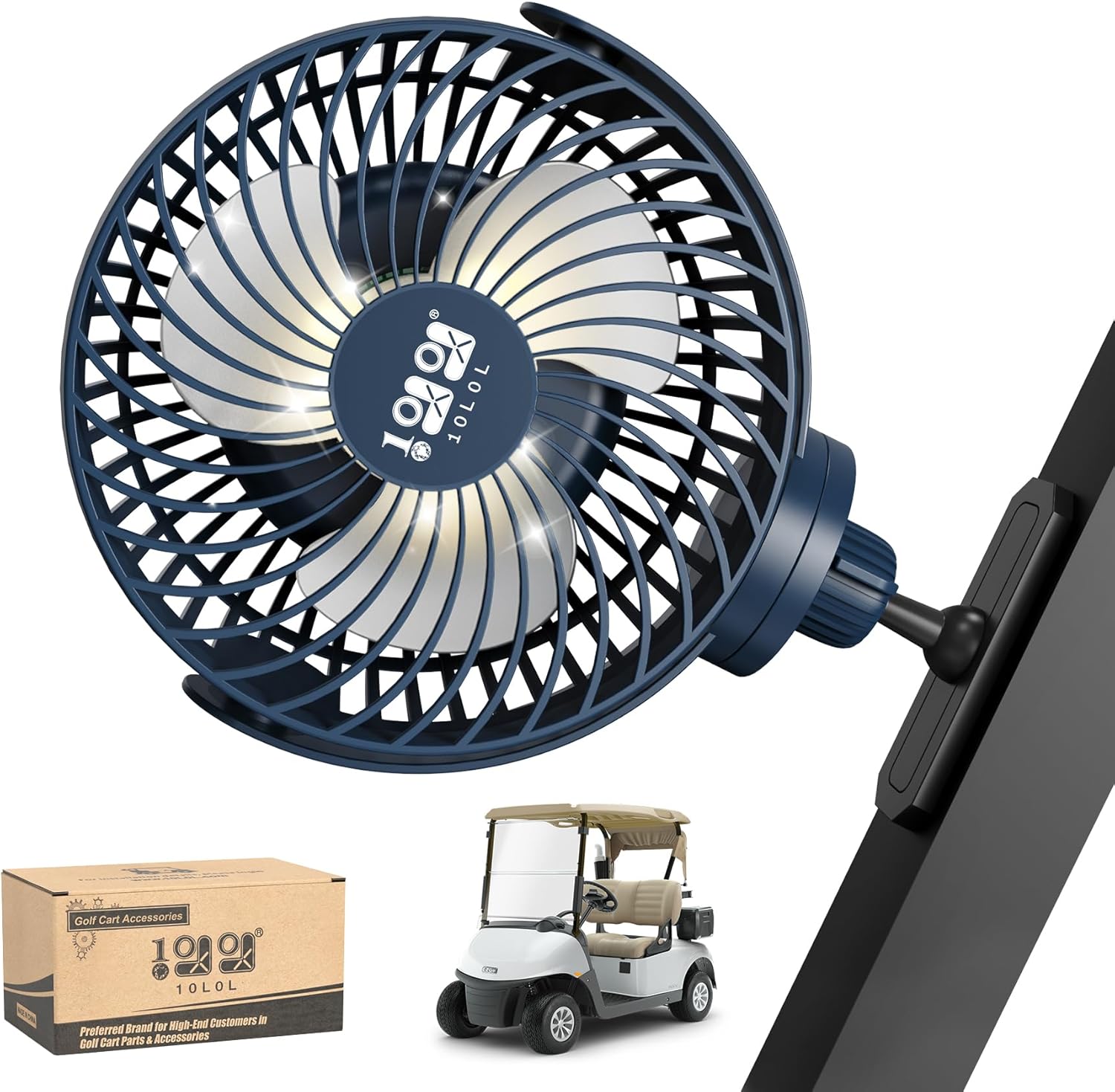 Magnetic Golf Cart Fan Battery Powered Portable Fan Universal for Various Scenarios - 10L0L