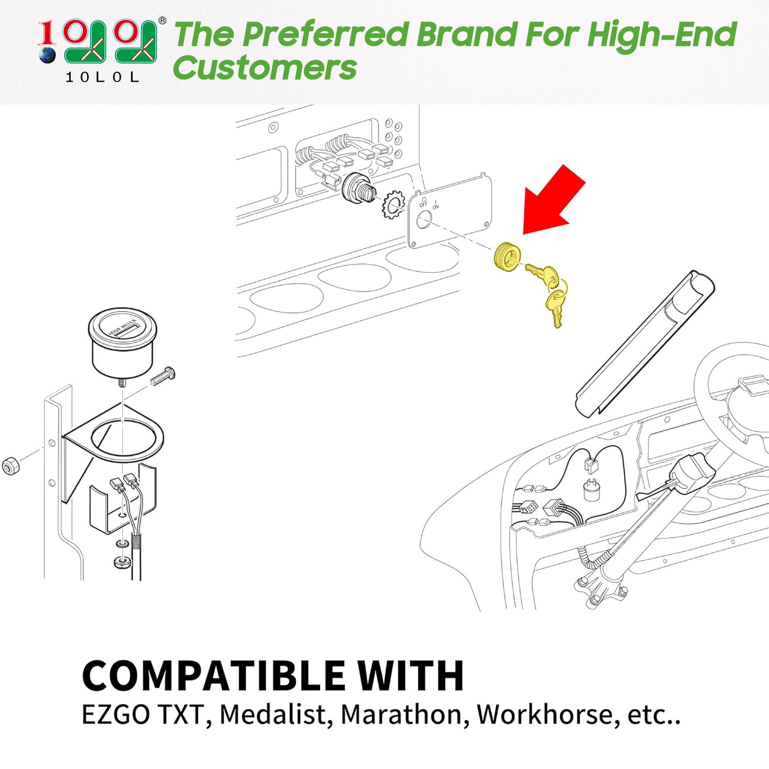 10L0L Ignition Switch for EZGO Golf Carts