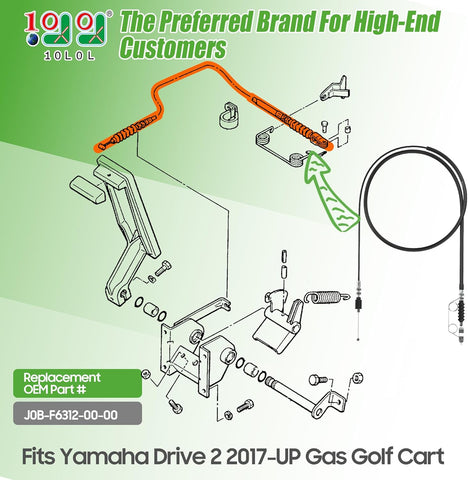 10L0L Golf Cart Accelerator Throttle Cable