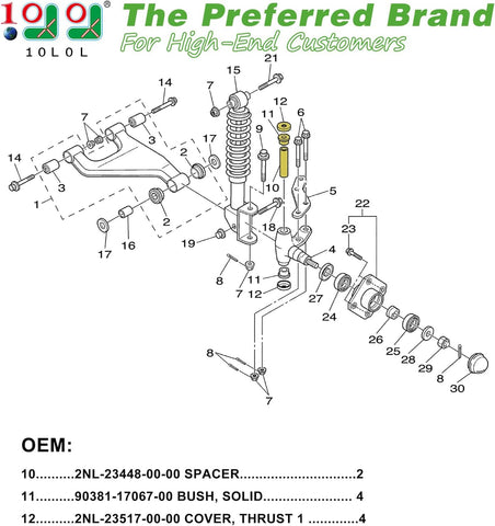 10L0L Steering Knuckle Outer Cover and Spindle Tube Spacer Kit