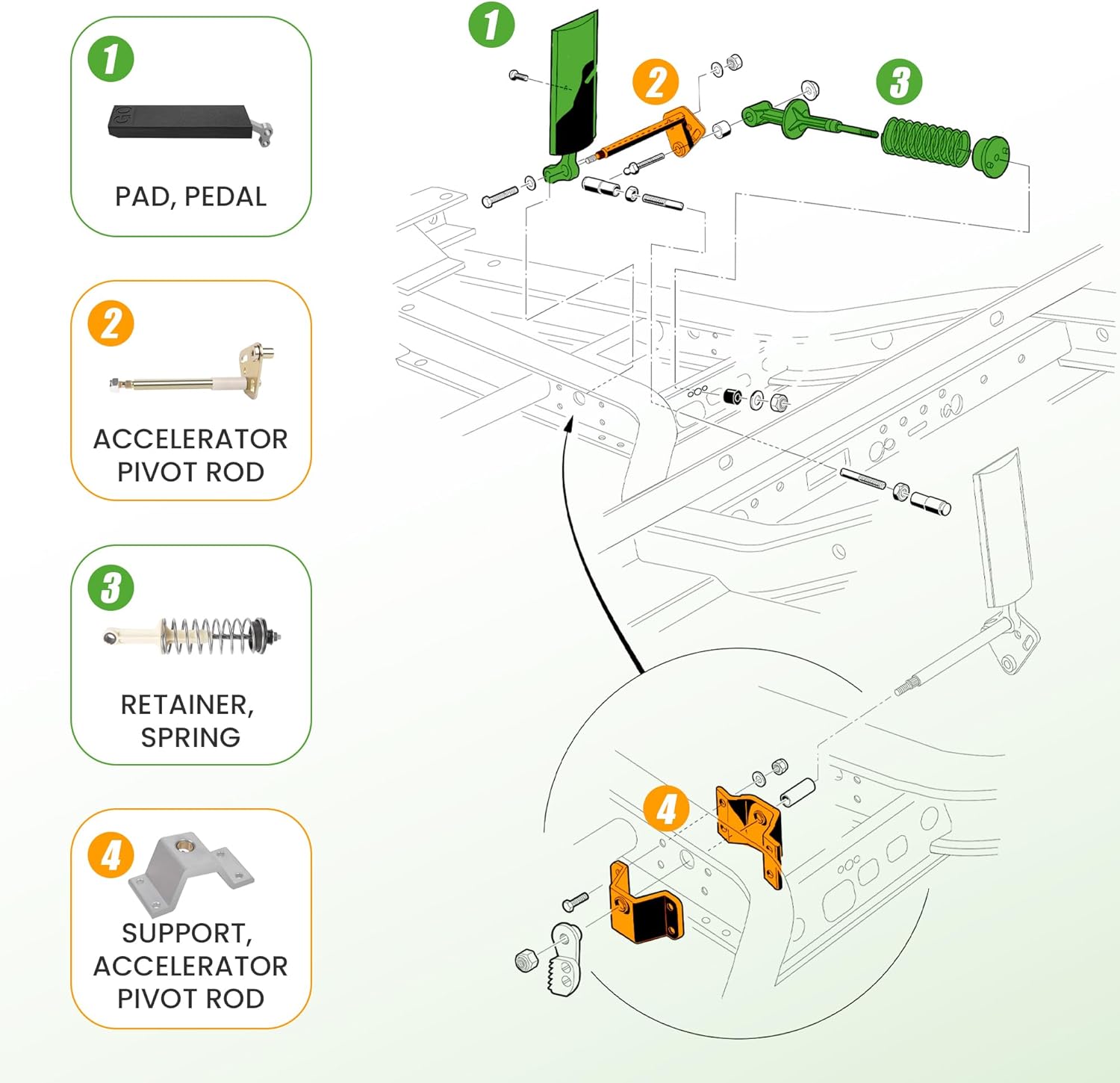 Club Car DS Golf Cart Accelerator Pedal Rebuild Kit