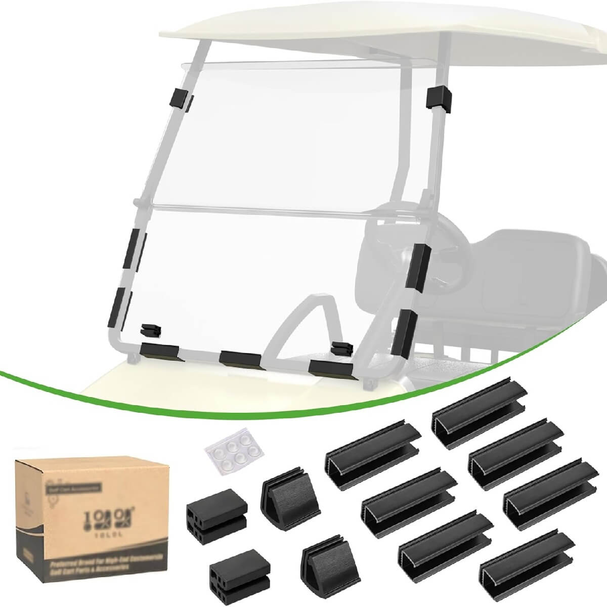 10L0L Golf Cart Windshield Mounting Clips Kit for Club Car & Yamaha 1" Tube
