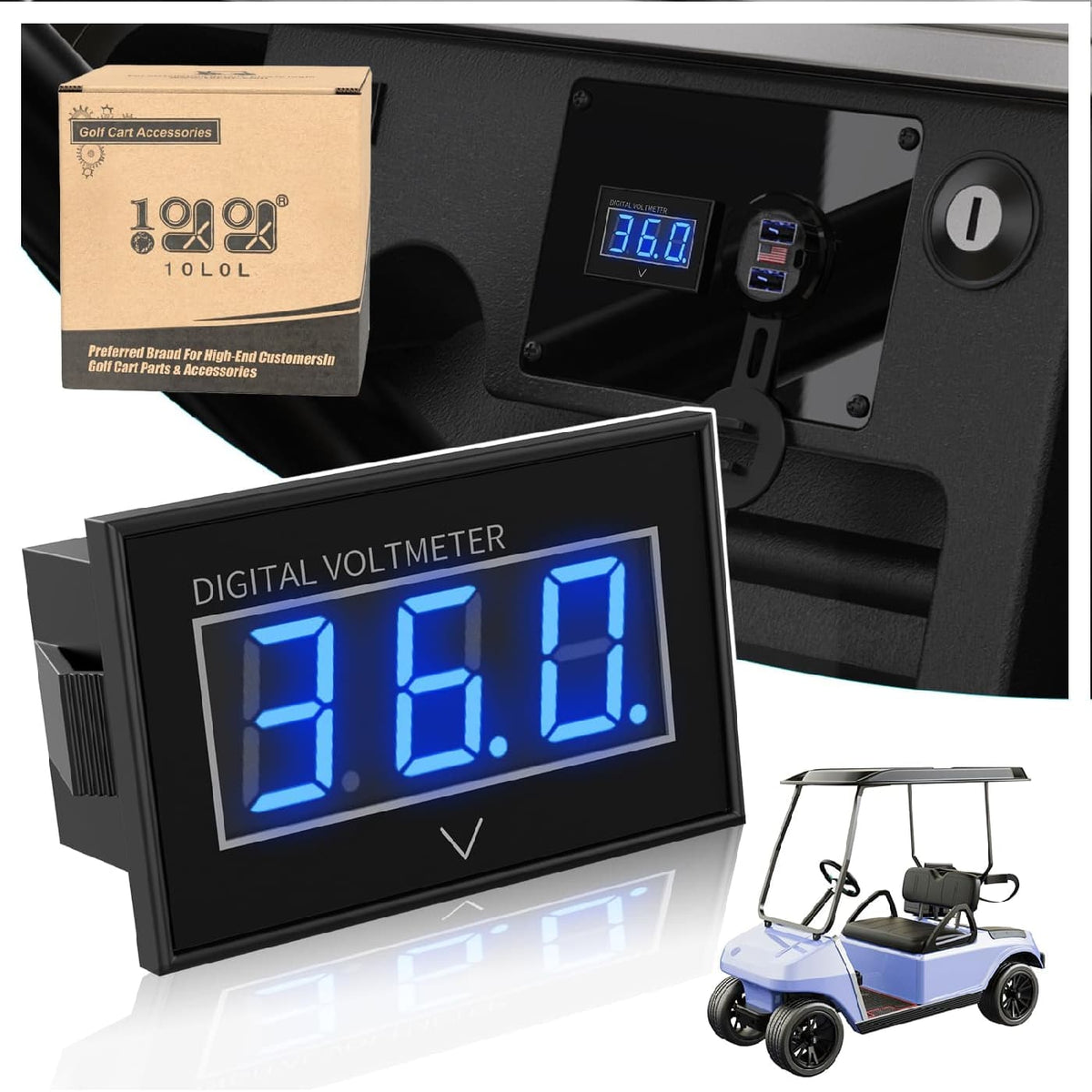 10L0L Golf Cart Battery Meter blue