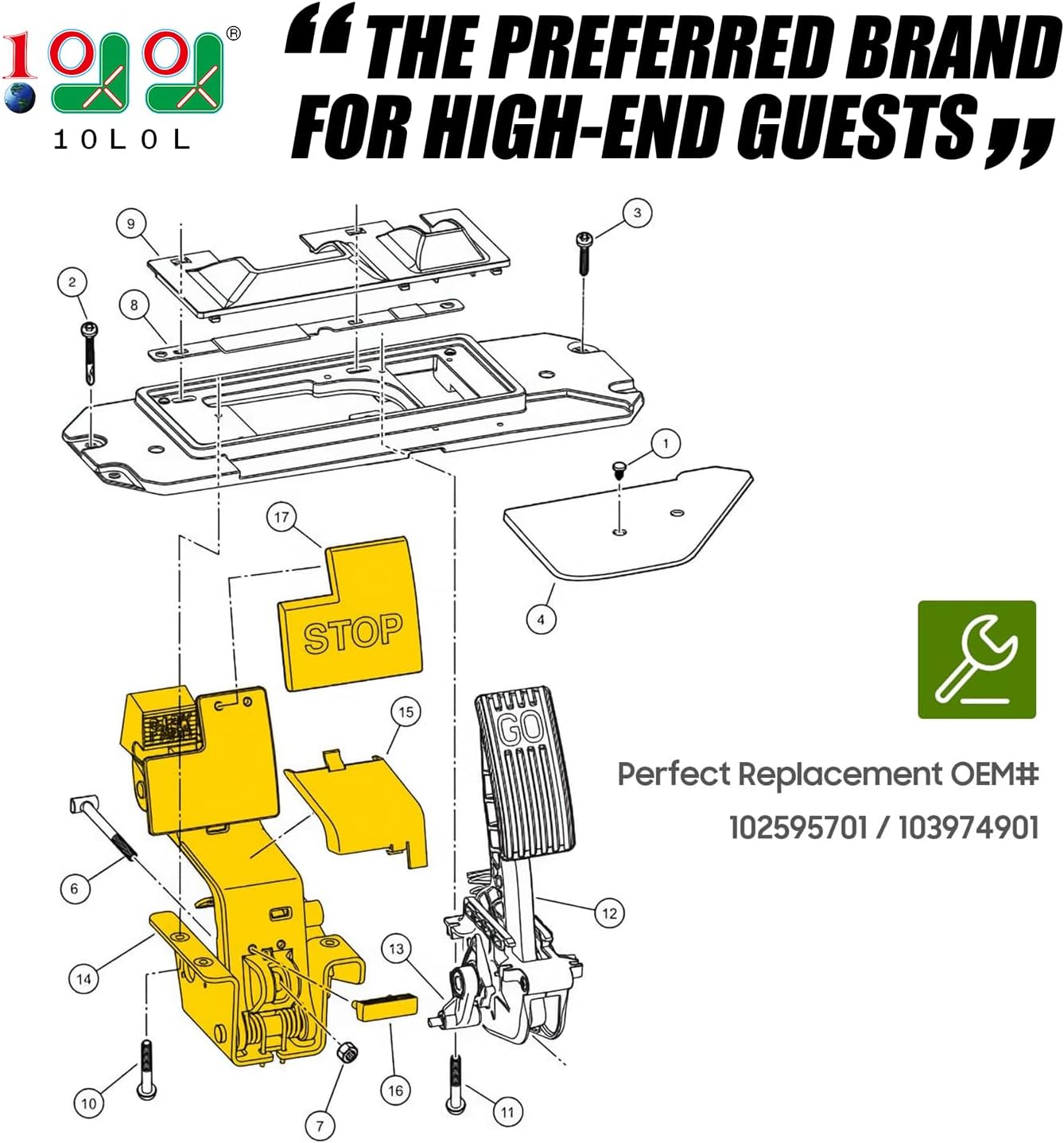10L0L Golf Cart Brake Pedal for Club Car Precedent