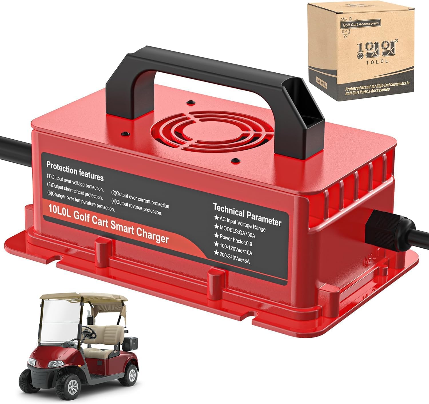 Red 48 Volt Golf Cart Battery Charger for EZGO RXV