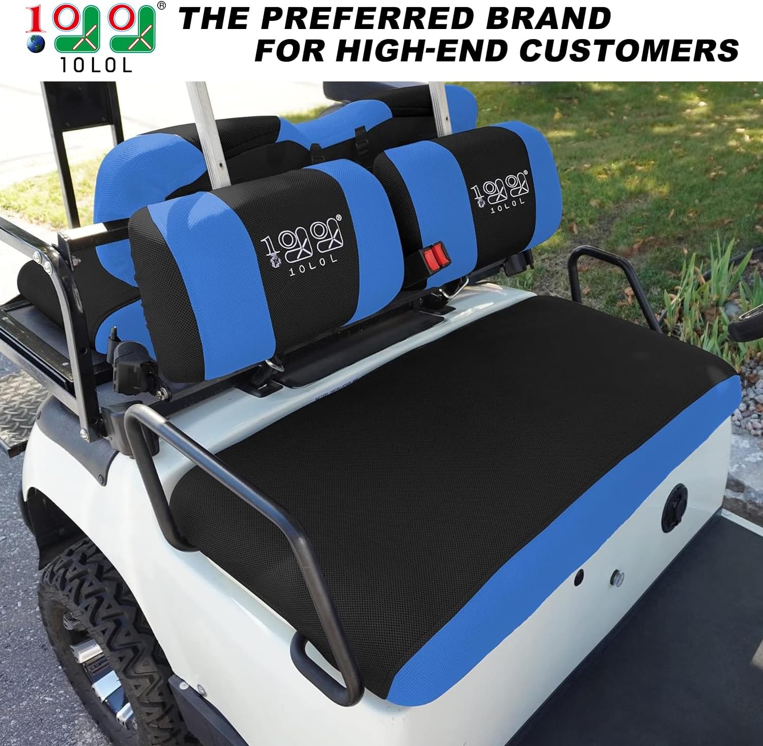 Blue Golf Cart Front Seat Cover