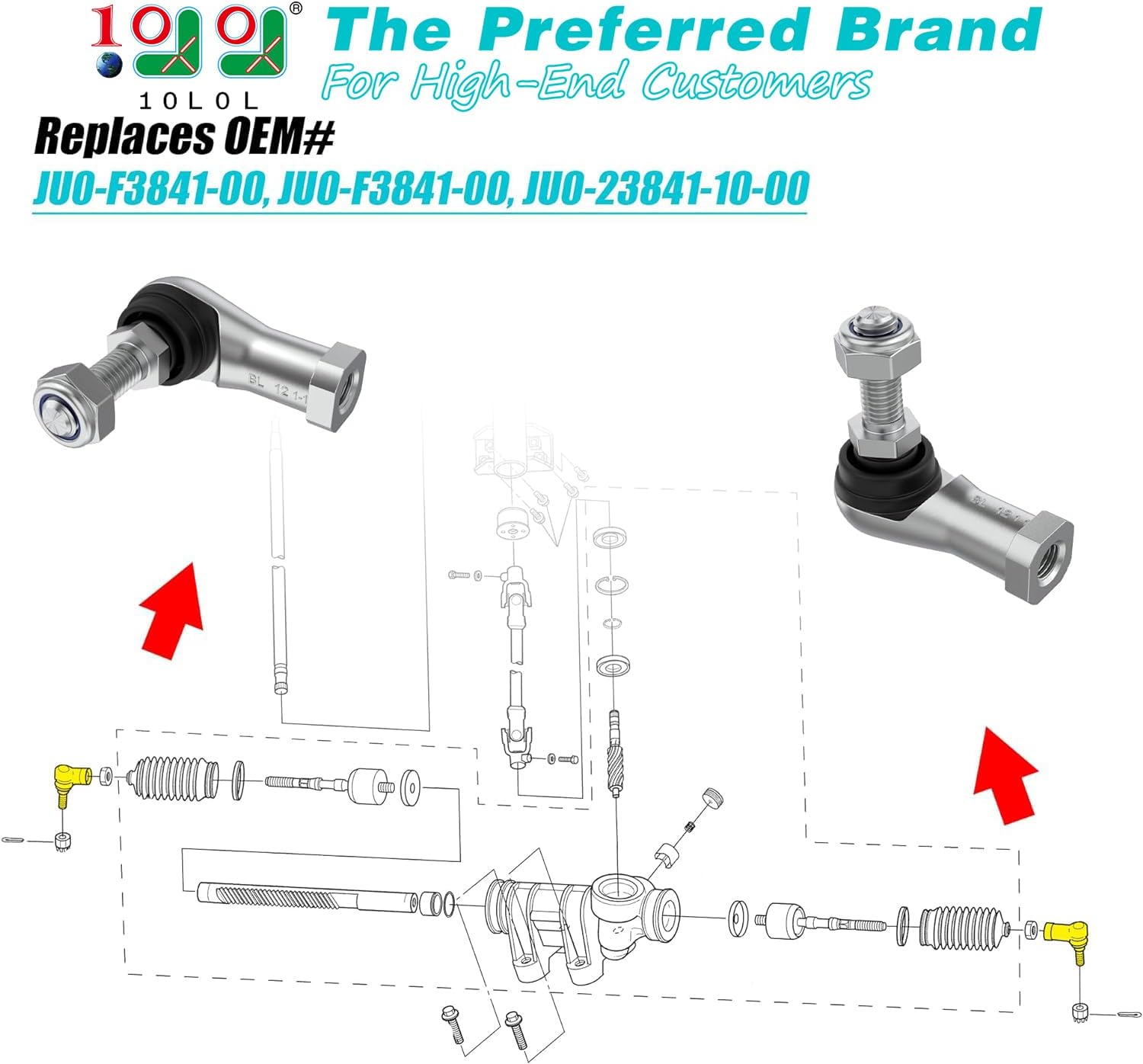 Yamaha Golf Cart Tie Rod Ends for G22 G27 G29 Drive 10L0L