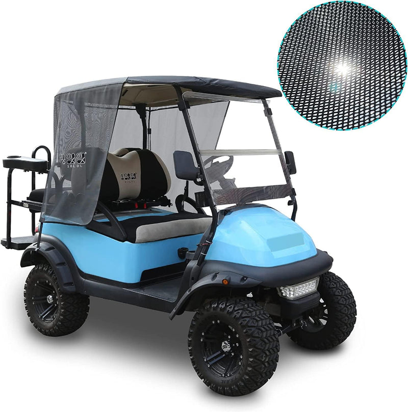 10L0L Golf Cart Sun Shade Cover Fit EZGO TXT and Club Car Precedent, Superior UV& Sun Heat Blocking, Encrypted Polyester Mesh Sun Cover