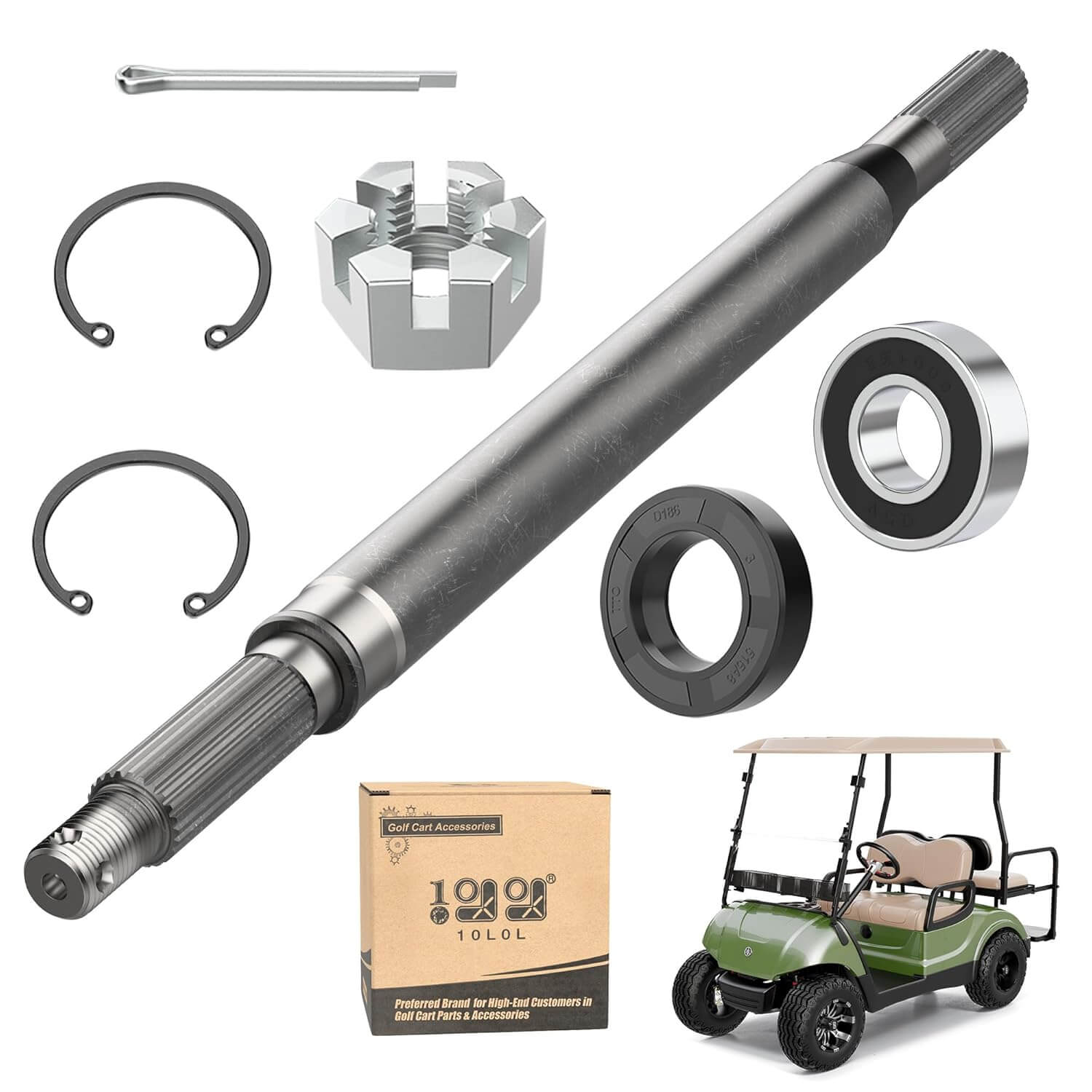 Golf Cart Rear Axle with Bearing Seal Kit