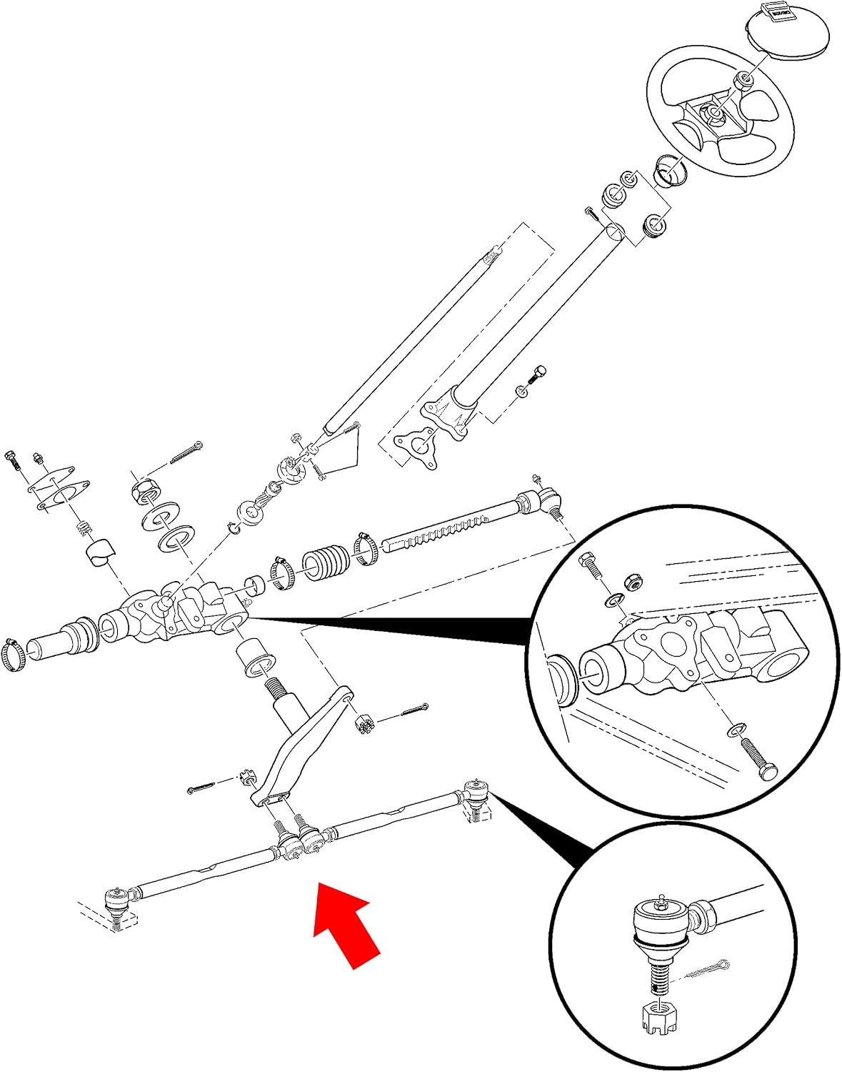 10L0L Golf Cart Steering Tie Rod Assembly