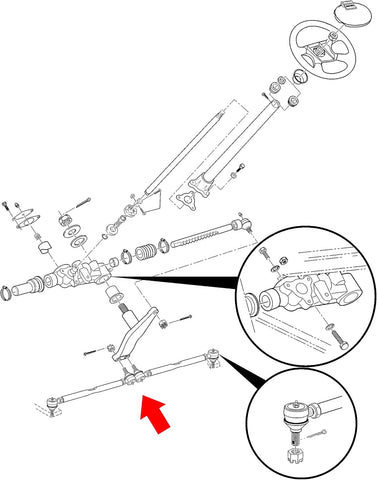 10L0L Golf Cart Steering Tie Rod Assembly