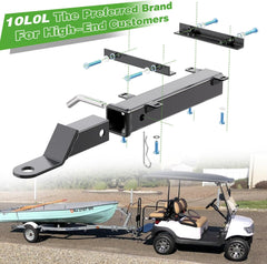 10L0L Heavy Duty Golf Cart Trailer Hitch Kit with 2" Receiver for Yamaha, EZGO, Club Car - Easy Installation