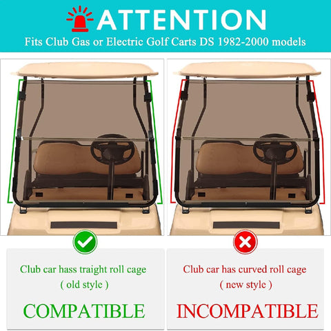 Foldable Sport Tinted Golf Cart Windshield for Club Car DS 