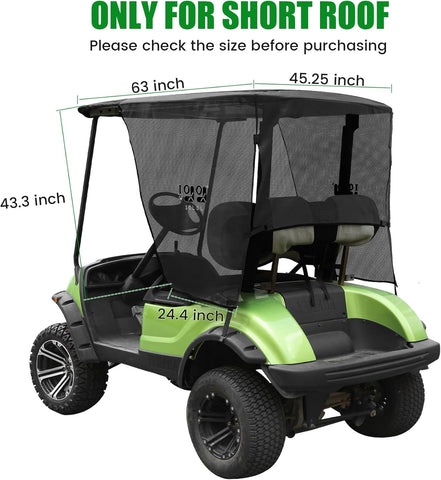 Golf cart sunshade dimensions, for short roof only