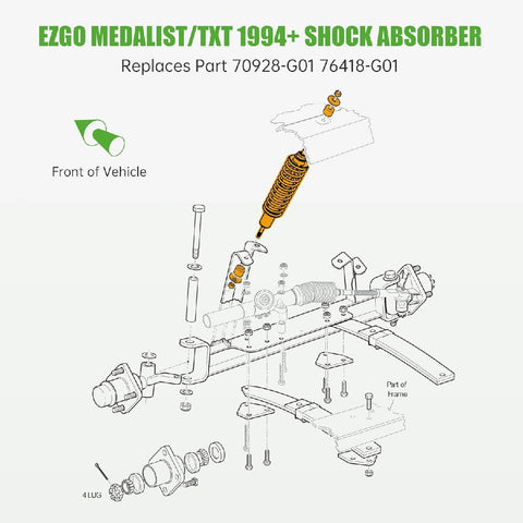 Front & Rear Shock Absorber Kit for EZGO TXT/Medalist