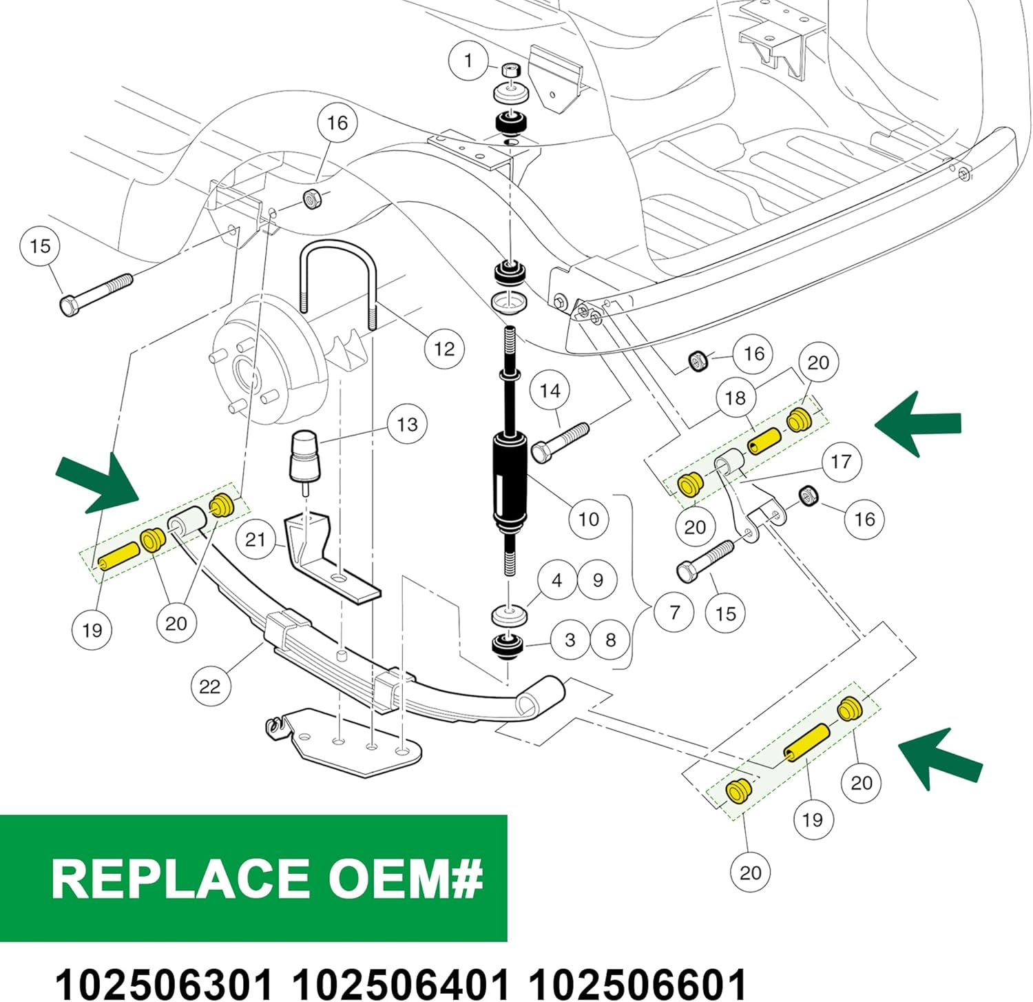 Rear Leaf Springs Shackles Bushing Kit