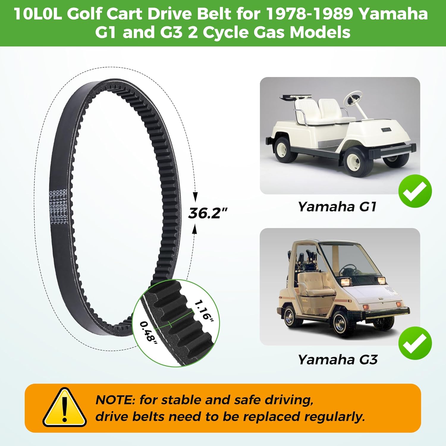 10L0L Golf Cart Clutch Drive Belt