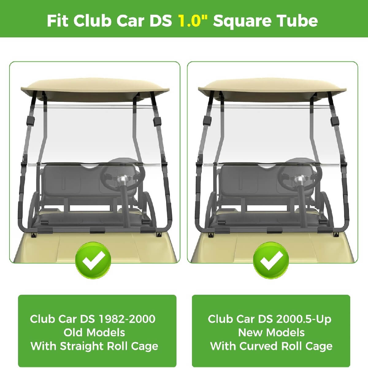 Fit Club Car DS 1.0" Square Tube