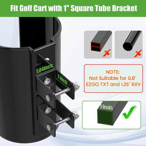 Fit Golf Cart with 1" Square Tube Bracket