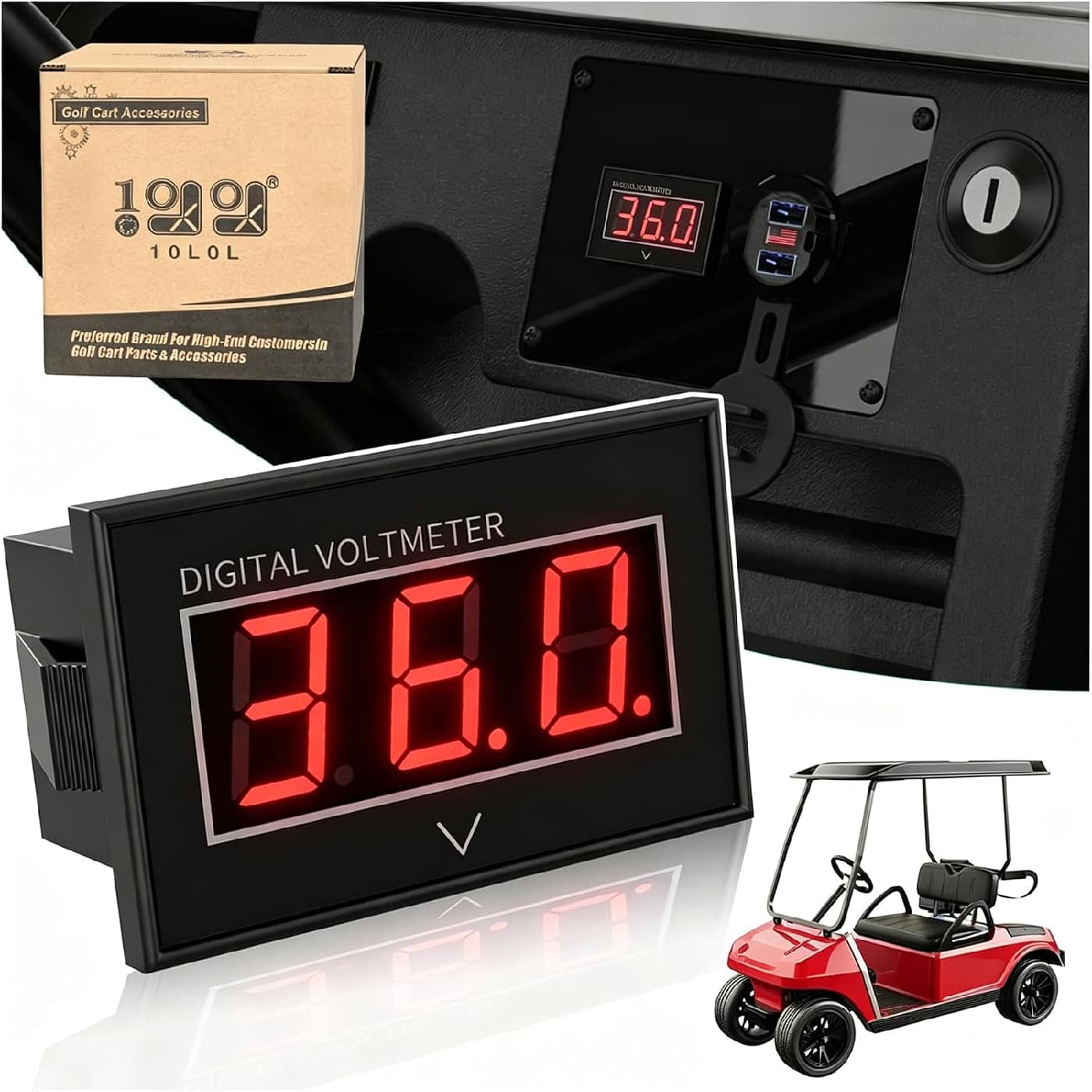 10L0L Golf Cart Battery Meter red