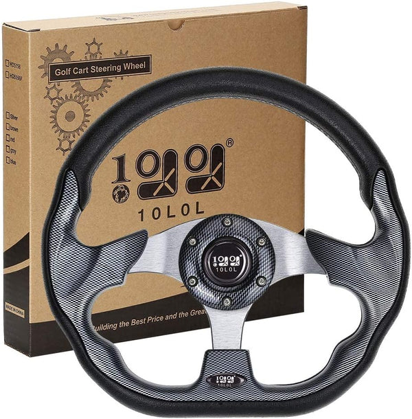 10L0L Golf Cart Steering Wheel, Universal Design Fit EZGO RXV & TXT, Club Car DS, Club Car Precedent Tempo, Yamaha, Most Golf Cart