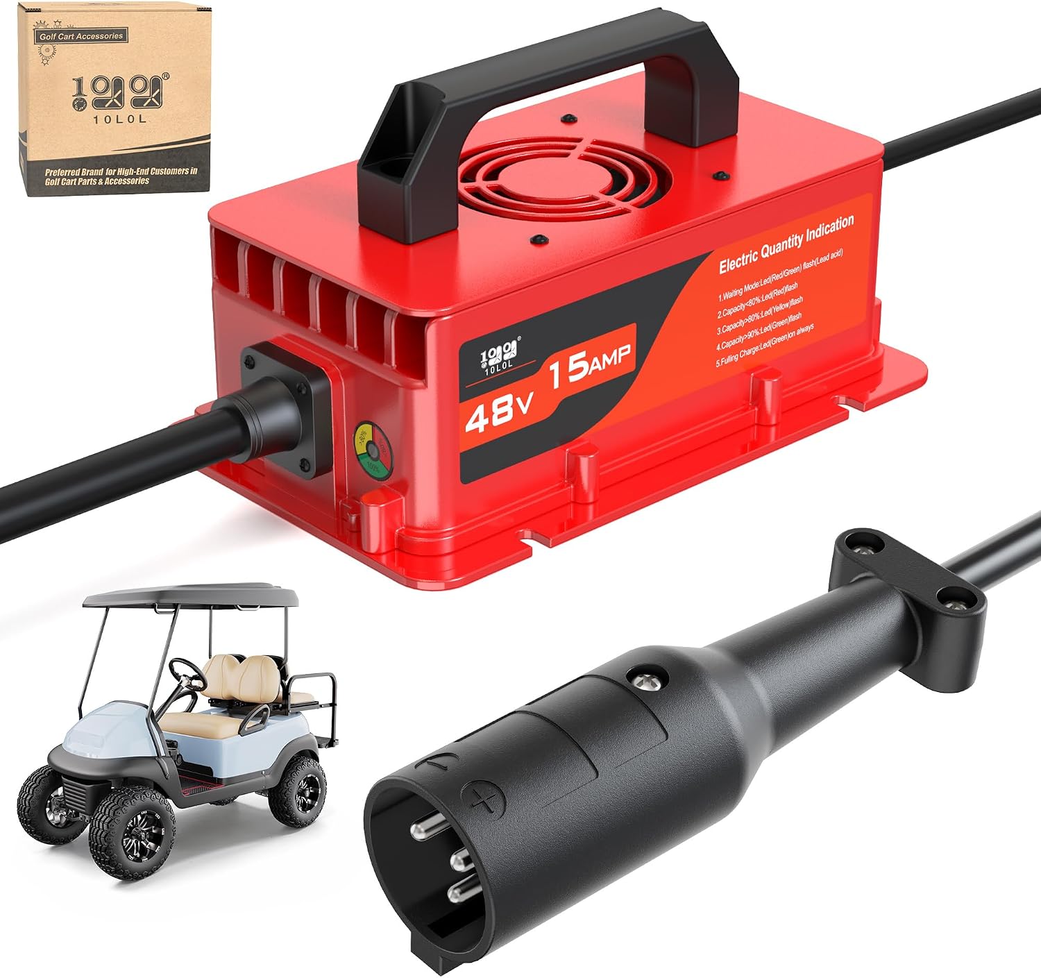 Red 48V Club Car Golf Cart Battery Charger