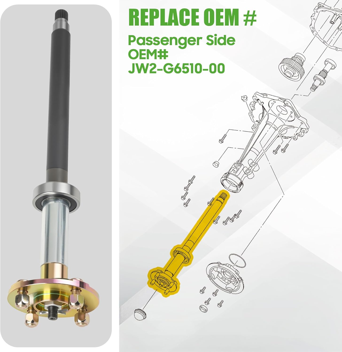 10L0L Golf Cart Rear Axle Shaft Assembly (Long)