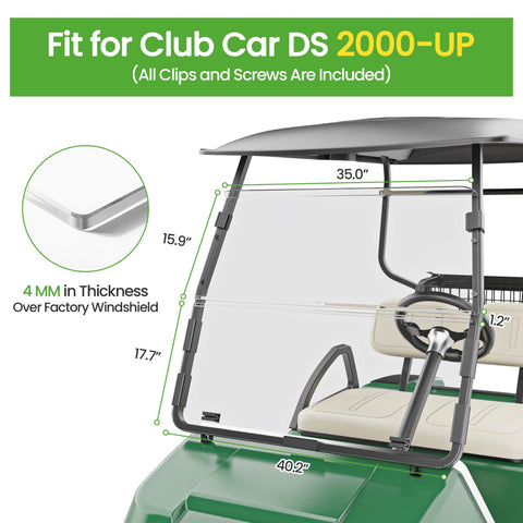 Club Car DS Windshield – 4mm Foldable Shield