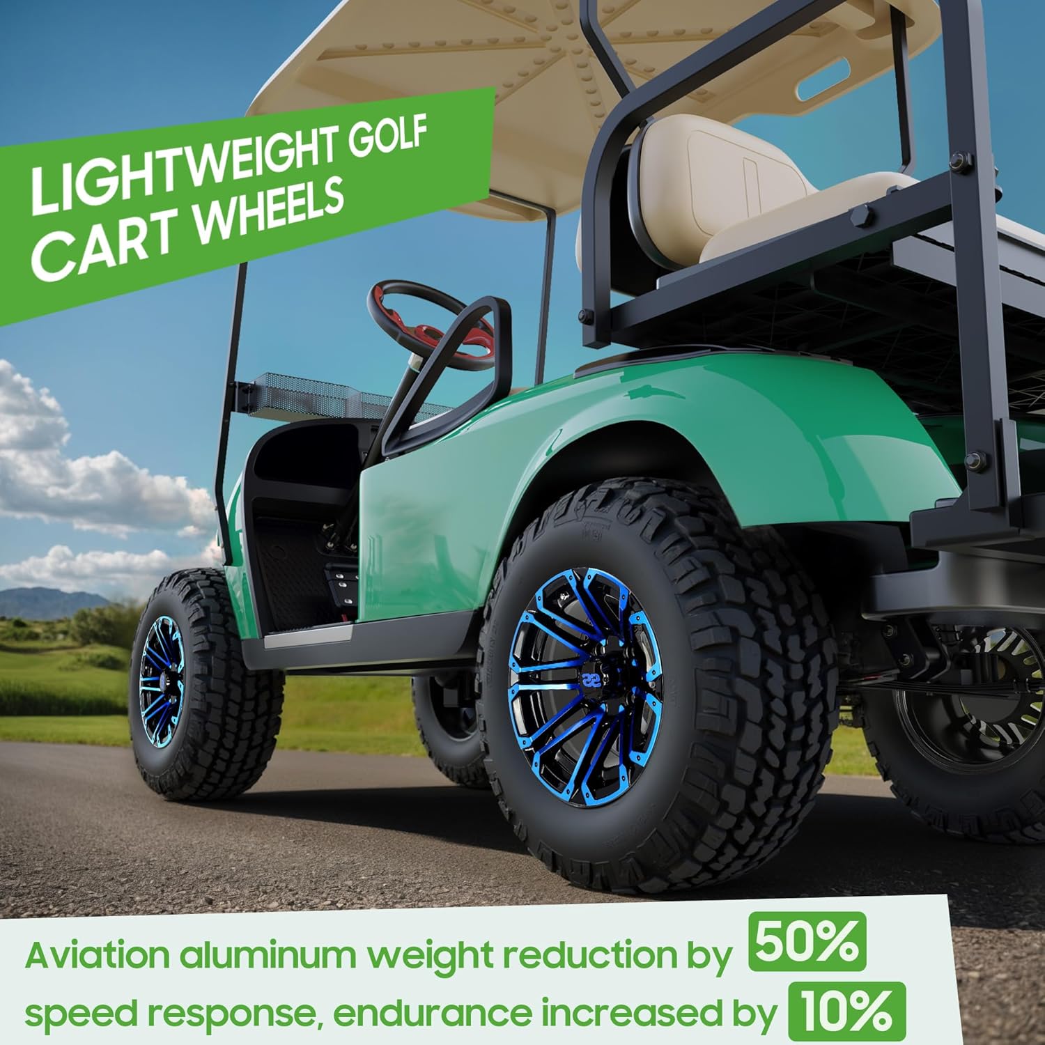 Golf Cart 14 Inch Rims Stylish Appearance Upgrade - 10L0L