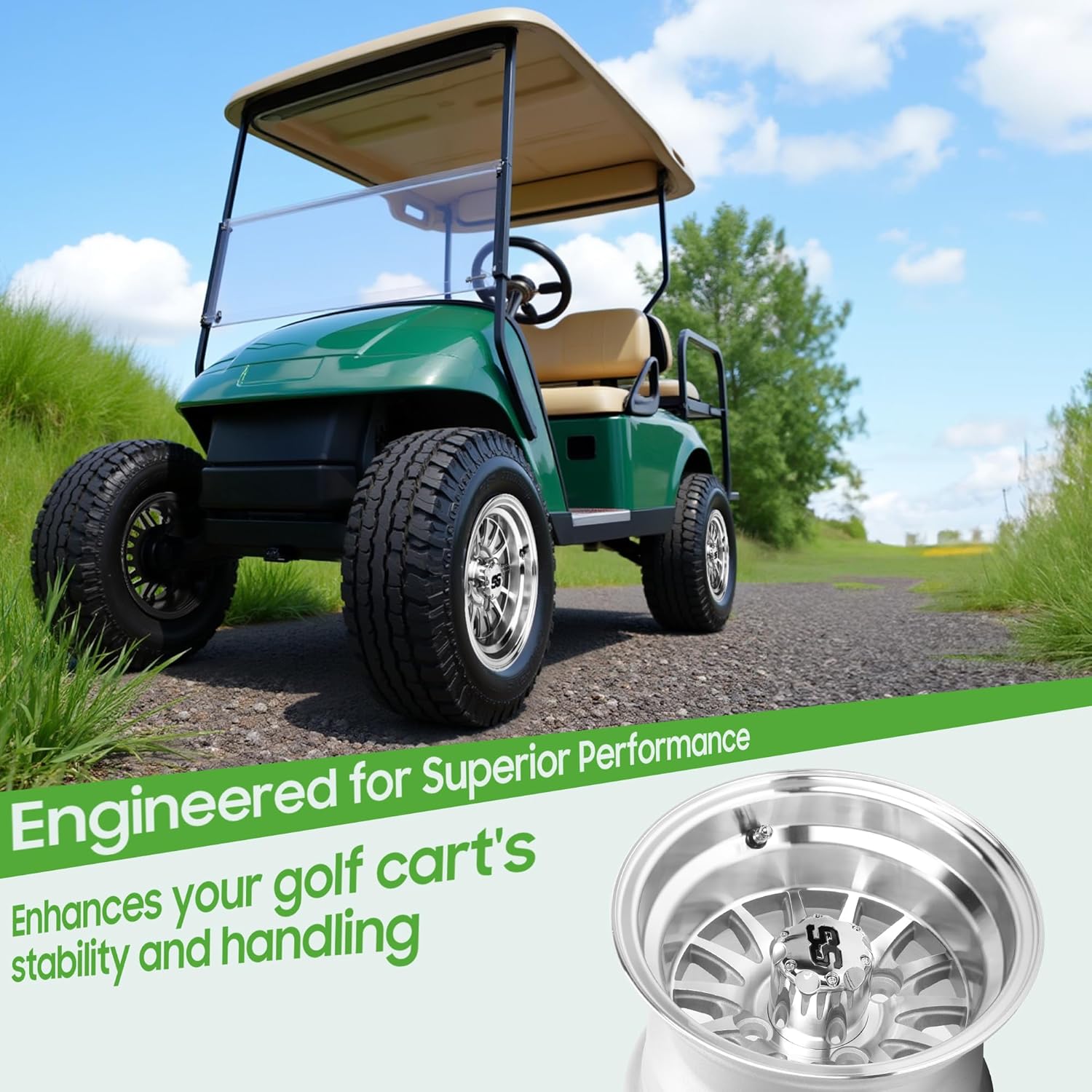 Tenacity Golf Rims 10 Inch SS Golf Cart Rims for Yamaha EZGO Club Car - 10L0L
