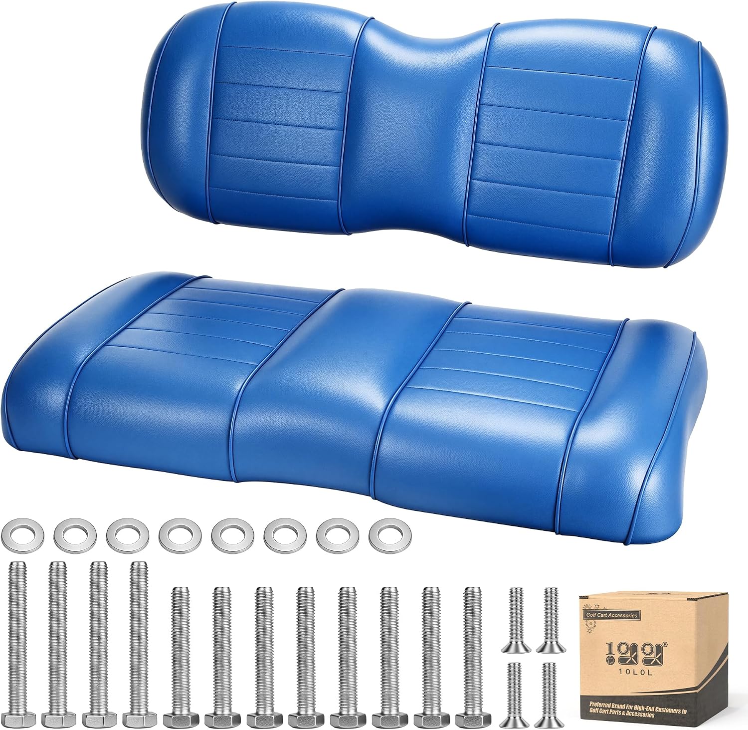 Blue Golf Cart Front Seat Cushion Set