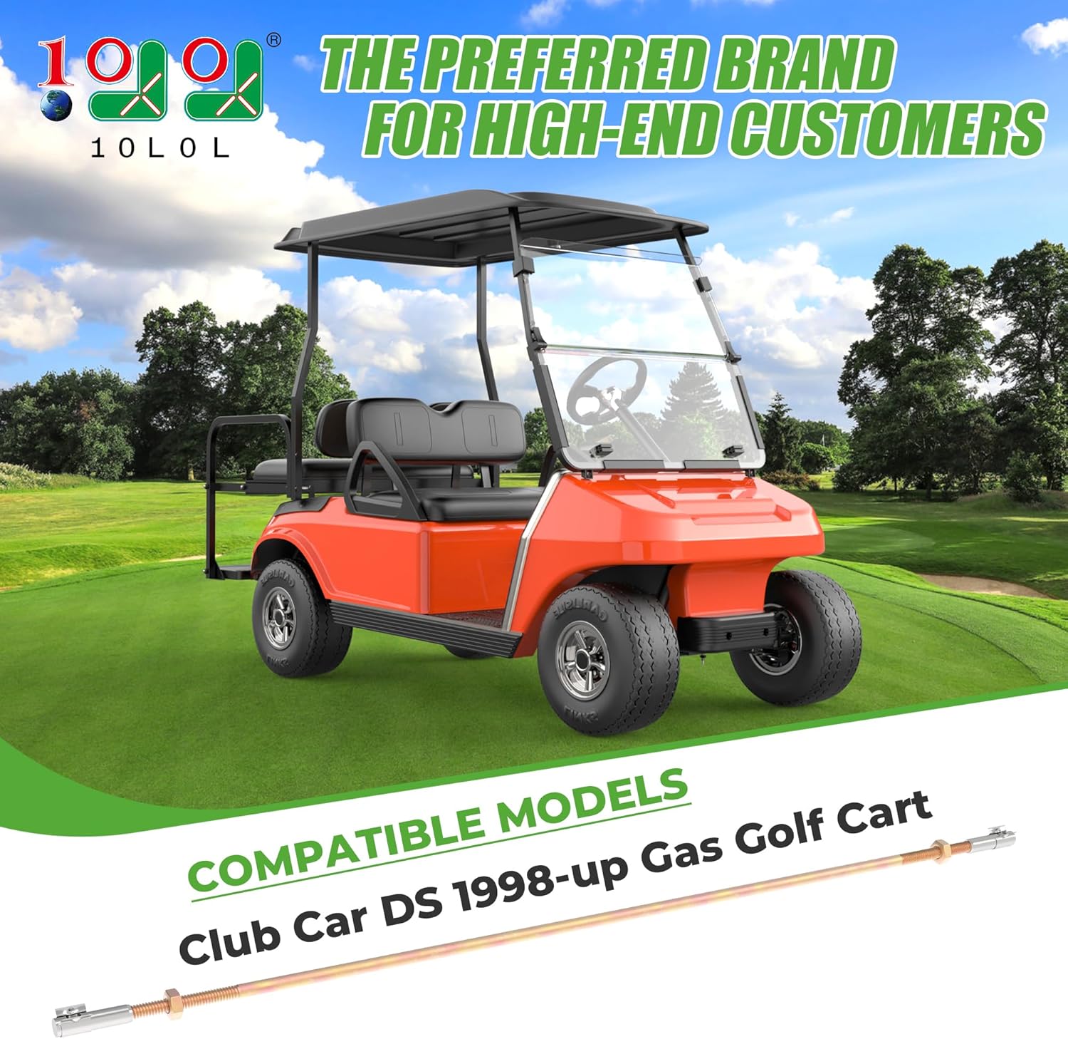 10L0L Golf Cart Accelerator Rod Assembly for Club Car DS 1998-Up Gas