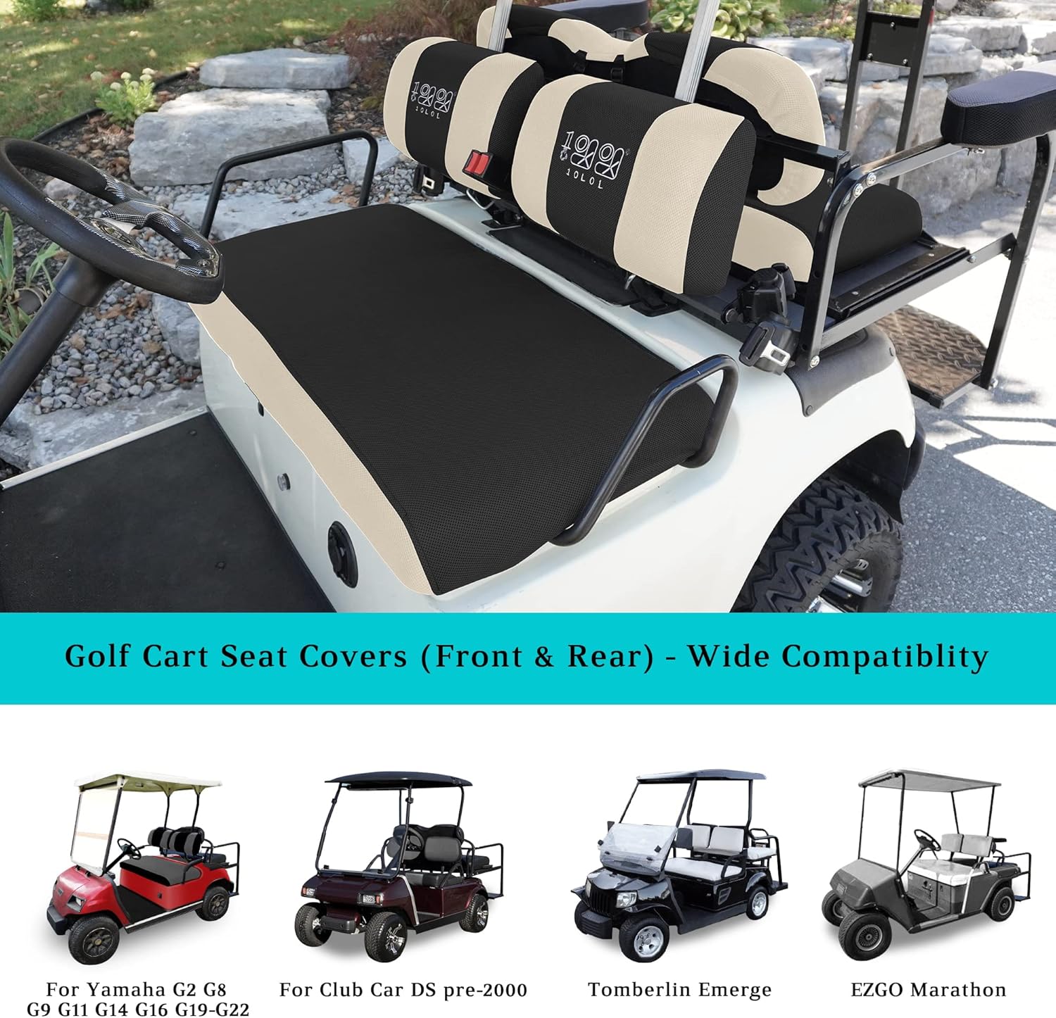 Beige golf cart seat cover suitable for car models