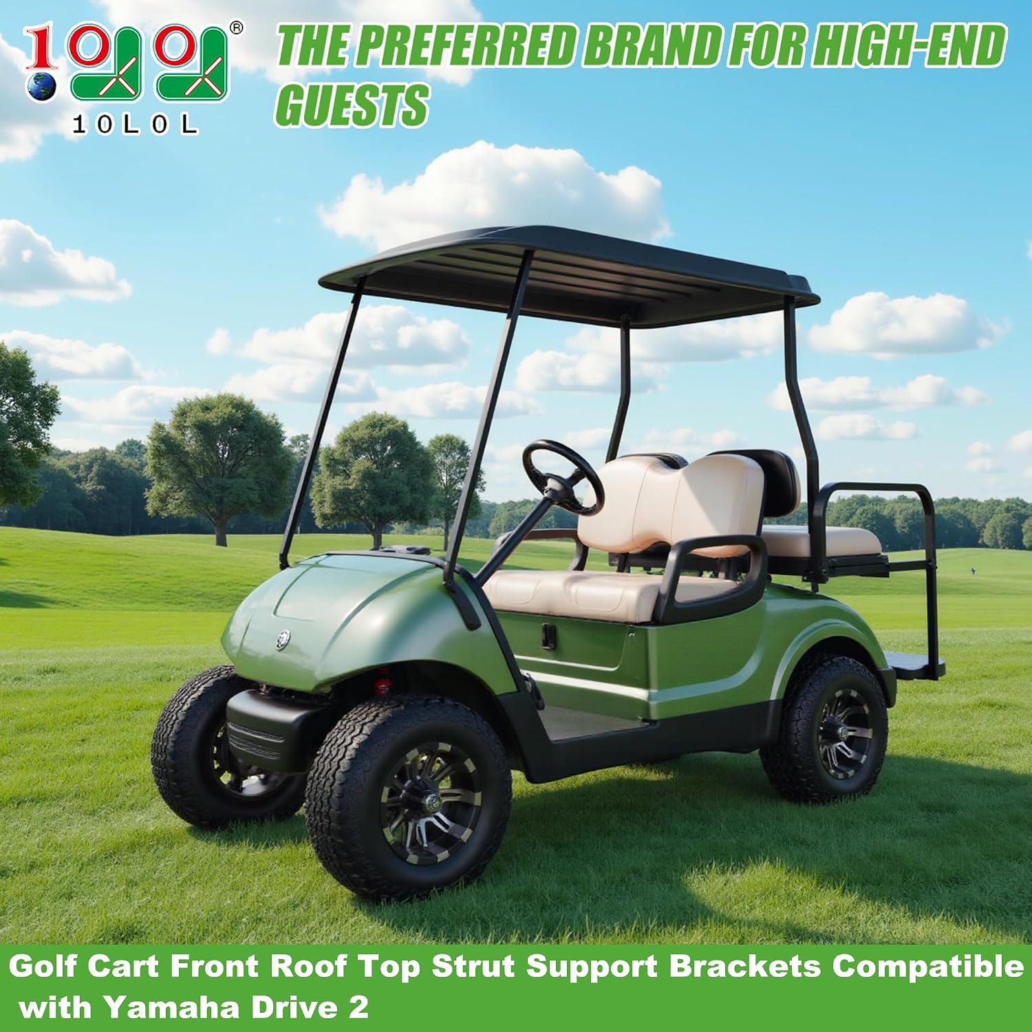 10L0L Golf Cart Front Roof Top Strut Support Brackets
