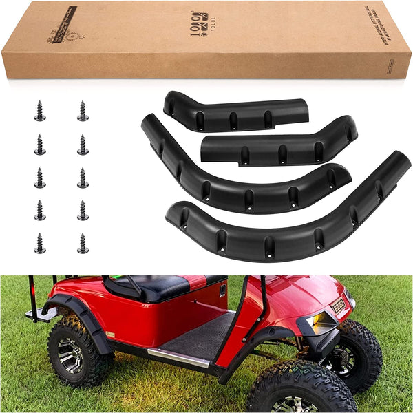 10L0L Golf Cart Fender Flares Contains 2 Front and 2 Rear for EZGO TXT RXV/Club Car DS Precedent/Yamaha G29 with Metal Hardware