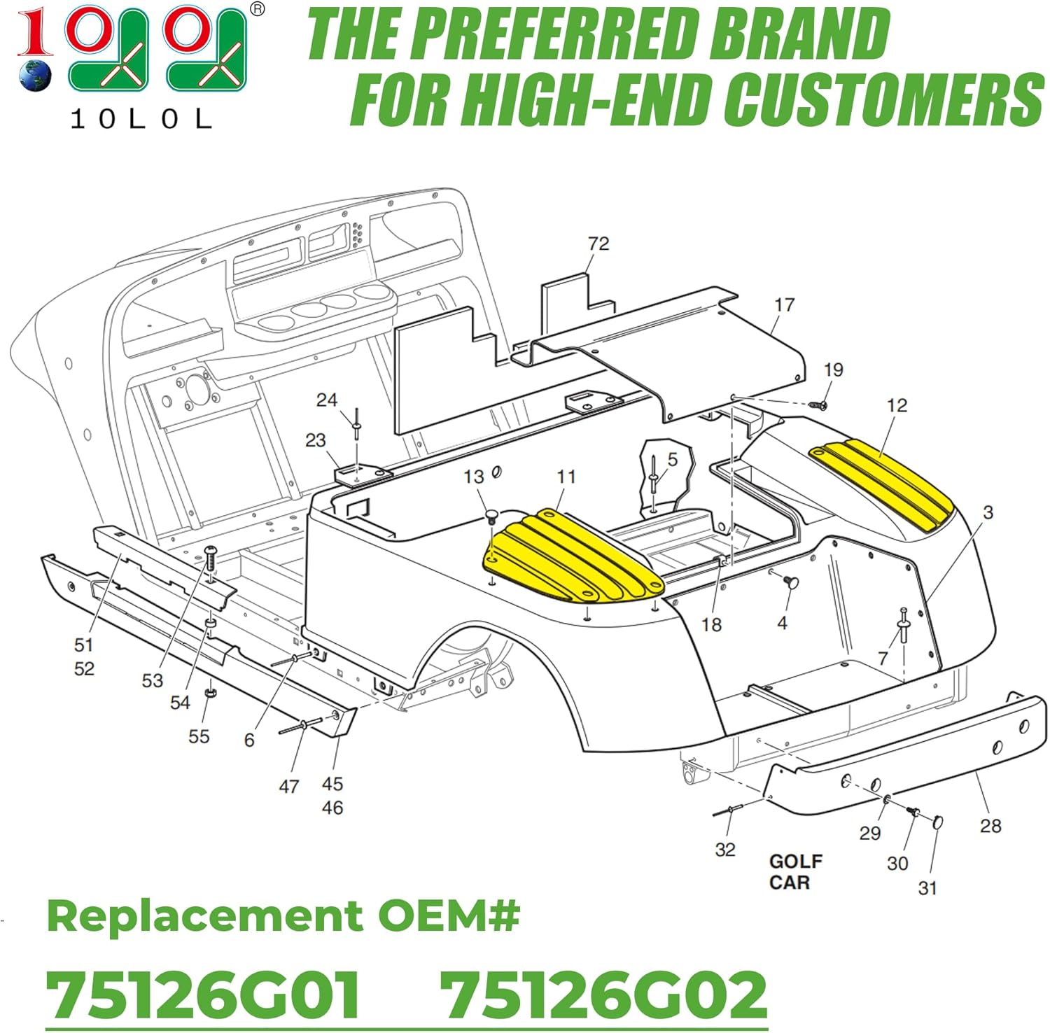 10L0L Golf Cart Rear Guard Plate for EZGO TXT