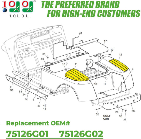 10L0L Golf Cart Rear Guard Plate for EZGO TXT